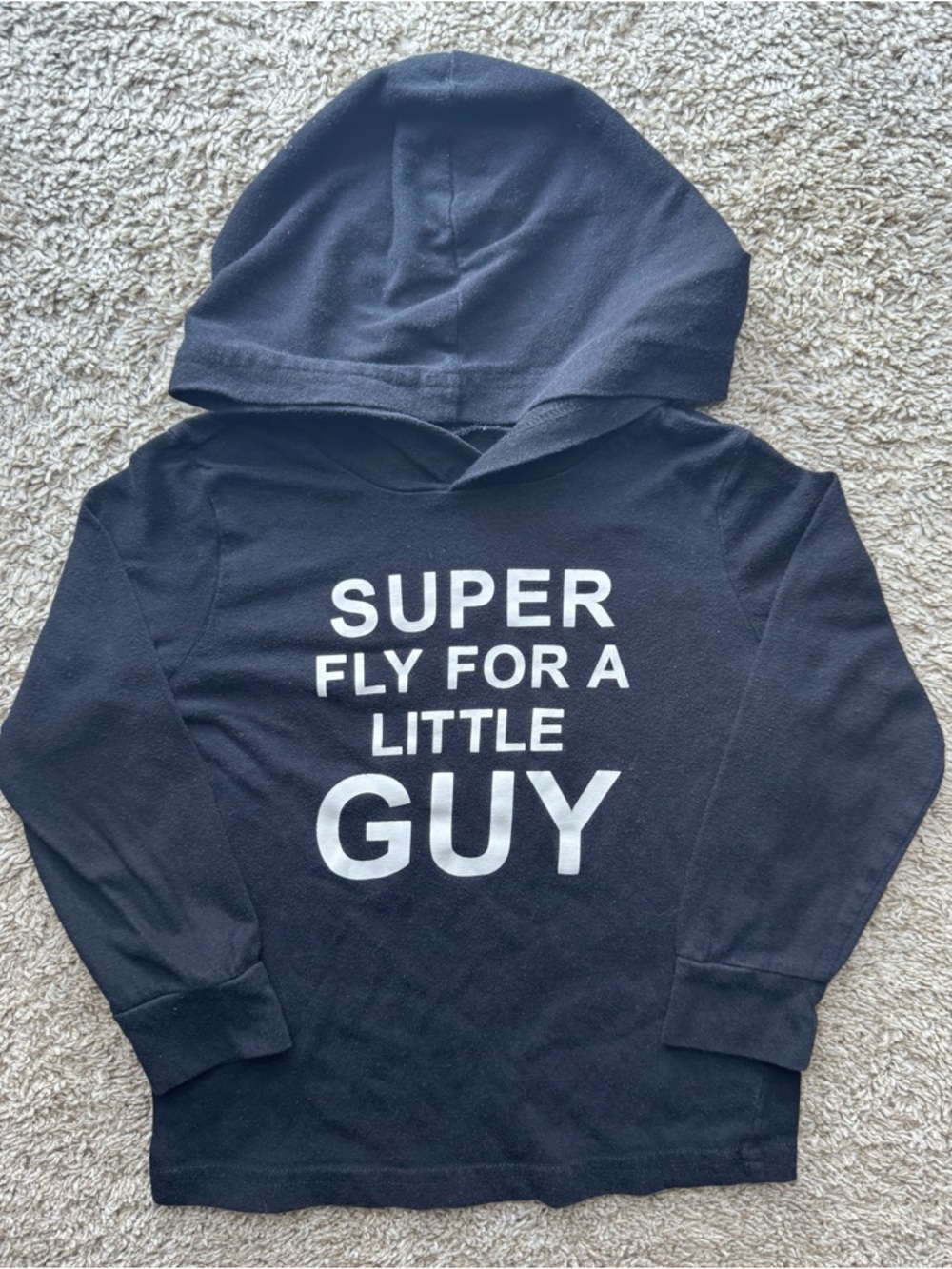 3T Okie Dokie “Super Fly for a Little Guy” Hooded T-Shirt Black Toddler Tee